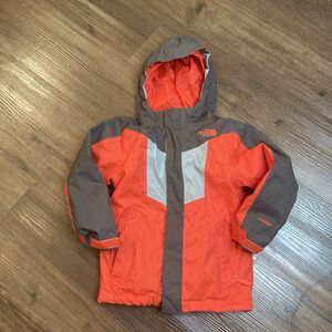 THE NORTH FACE BOY’S XXS RED/GRAY HYVENT 2 IN 1 HOODIE SKI JACKET